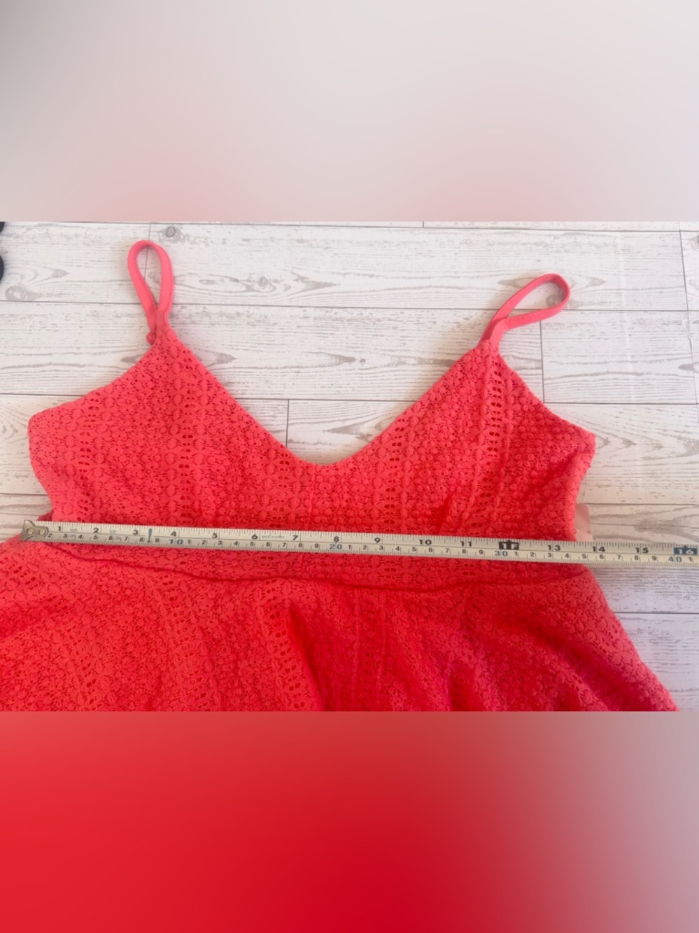 Coral Lace Peplum Top with Adjustable Straps - Picture 9 of 17